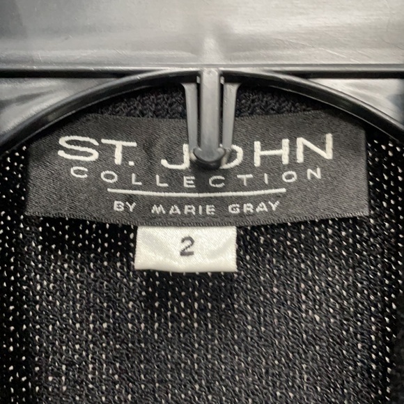 ST JOHN Black Jacket/Blazer with gold trim and gold buttons. Like New. - Picture 2 of 7